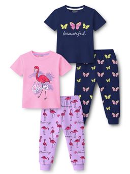 Trampoline - Cotton Blend Knit Printed T-Shirt and Joggers (Pack Of 2)