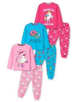 Trampoline - Cotton Blend Knit Printed T-Shirt and Joggers (Pack Of 3)