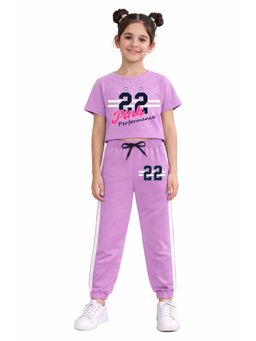 Trampoline - Cotton Blend Knit 22 Number Printed Crop Top and Joggers