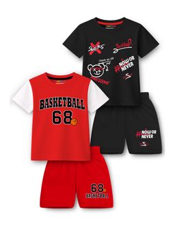 Trampoline - Cotton Blend Knit Half Sleeves Printed T-Shirt and Shorts (Pack Of 2)