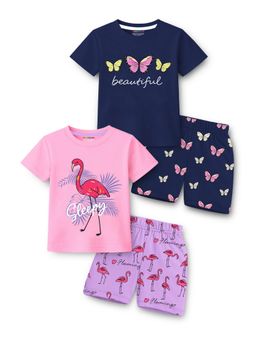 Trampoline - Cotton Blend Knit Half Sleeves Printed T-Shirt and Shorts (Pack Of 2)