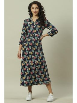 Biba - Navy Blue Printed Dress