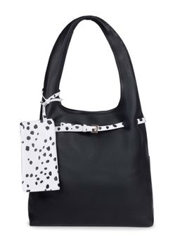 TANN TRIM - Black Hobo Bag with Pouch and Laptop Sleeve