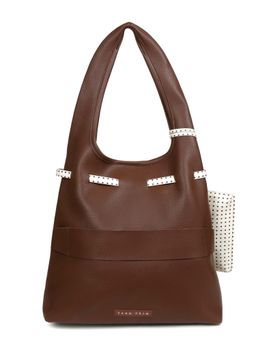 TANN TRIM - Dark Brown Hobo Bag with Pouch and Laptop Sleeve