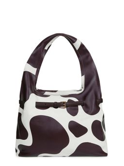 TANN TRIM - Cow Printed White Shoulder Bag