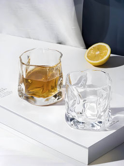 The Better Home - Whiskey Glasses, Set of 2- Transparent, 230ml