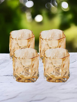 The Better Home - Whiskey Glasses, Set of 4- Amber, 230ml