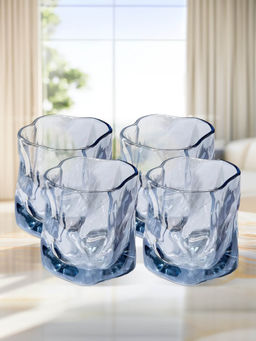 The Better Home - Whiskey Glasses, Set of 4- Blue, 230ml