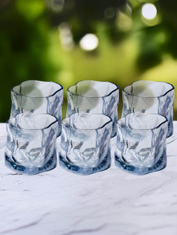 The Better Home - Whiskey Glasses, Set of 6- Blue, 230ml