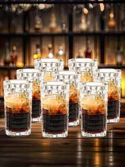 The Better Home - Set of 8 Tall Glasses, Transparent, 320ml