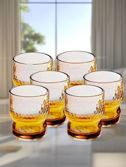 UMAI - Pack of 6 Whiskey Glasses, Amber, 300ml