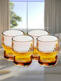 UMAI - Pack of 4 Whiskey Glasses, Amber, 300ml