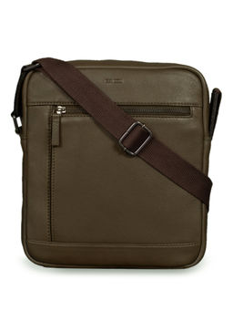 Mai Soli - Men Olive Green Genuine Leather Bolt Sling Bag