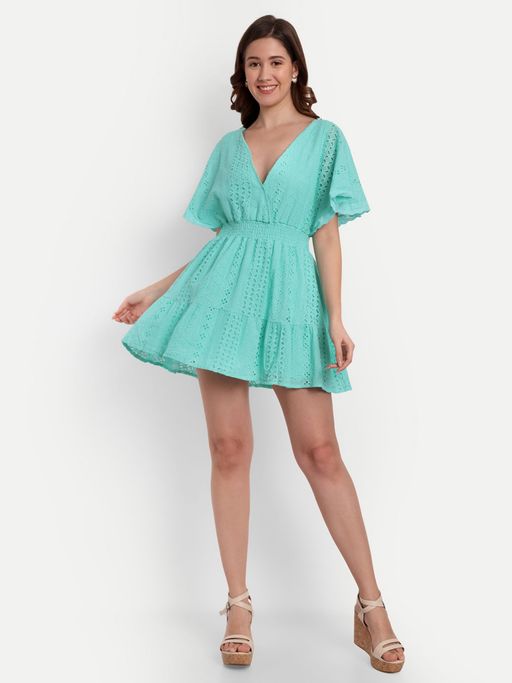 aqua skater dress Elle Double Breasted Knit Skater Dress Aqua / M