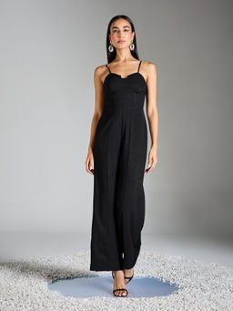 RSVP by Nykaa Fashion - Black Sweetheart Neck Solid Jumpsuit