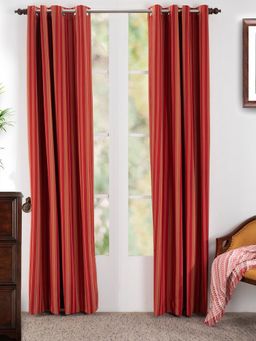Maspar - Fresh Ford Stripe Cotton & Polyester Yarn Dyed Texture Burnt Clw Door Curtain Set of 2