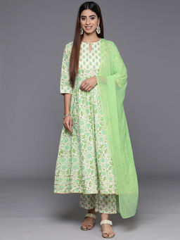 Libas - Off White Floral Kurta with Pant and Dupatta (Set of 3)