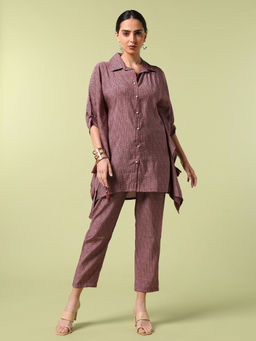 SAAKI - Maroon Vibrant Roots Relaxed Fit Co Ord (Set of 2)