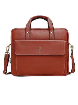 WILDHORN - Tan Leather Laptop Messenger Bag for Men| Padded Laptop Compartment |Office Bag