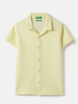 United Colors of Benetton - Boys Yellow Relaxed Fit Resort Collar Textured Shirt