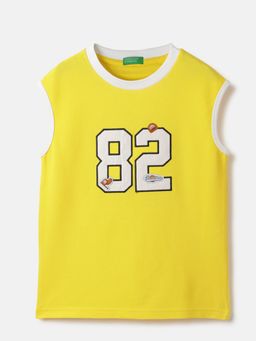 United Colors of Benetton - Yellow Regular Fit Round Neck Patch Work T-Shirt