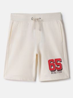 United Colors of Benetton - Cream Regular Fit Mid Rise Solid Shorts