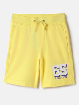 United Colors of Benetton - Yellow Regular Fit Mid Rise Solid Shorts