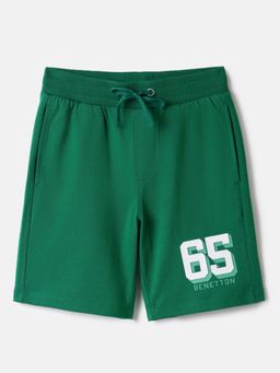 United Colors of Benetton - Green Regular Fit Mid Rise Solid Shorts