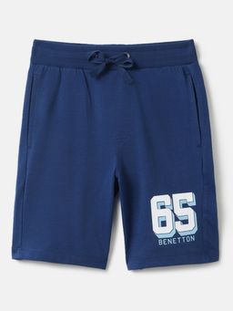 United Colors of Benetton - Blue Regular Fit Mid Rise Solid Shorts