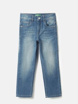 United Colors of Benetton - Boys Faded Straight Fit Mid Rise Solid Jeans