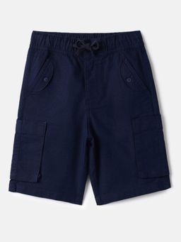 United Colors of Benetton - Blue Regular Fit Mid Rise Solid Cargo Shorts