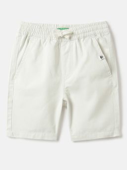 United Colors of Benetton - White Regular Fit Mid Rise Solid Shorts