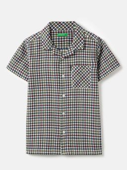 United Colors of Benetton - Regular Fit Resort Collar Self Design Shirt