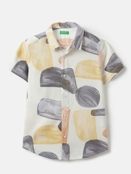 United Colors of Benetton - Regular Fit Spread Collar Printed Shirt