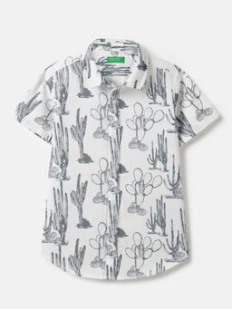 United Colors of Benetton - Regular Fit Spread Collar Tropical Printed Shirt