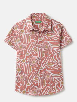 United Colors of Benetton - Regular Fit Spread Collar Floral Shirt
