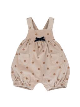 Chicco - Girls Beige Cotton Blend Dungaree