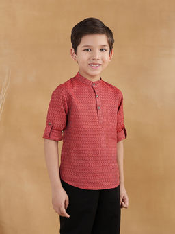 Fabindia - Boys Red Silk Blend Kurta