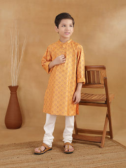 Fabindia - Boys Yellow Viscose Blend Kurta