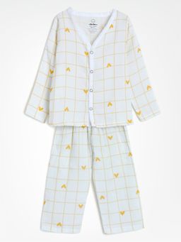 The Boo Boo Club - Unisex Off White Muslin Shirt with Pyjama