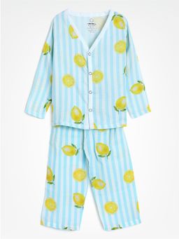 The Boo Boo Club - Unisex Blue Muslin Shirt with Pyjama