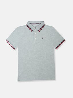 Tommy Hilfiger - Boys Grey Cotton Polo T-shirt