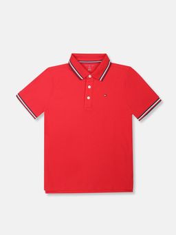 Tommy Hilfiger - Boys Red Cotton Polo T-shirt