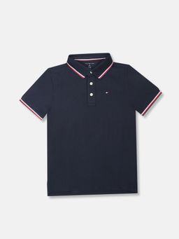 Tommy Hilfiger - Boys Navy Blue Cotton Polo T-shirt