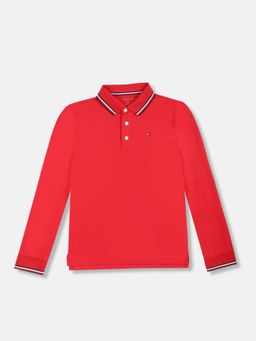 Tommy Hilfiger - Boys Red Cotton Polo T-shirt