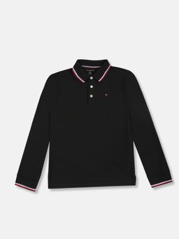 Tommy Hilfiger - Boys Black Cotton Polo T-shirt