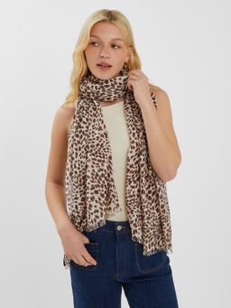 Accessorize London - Womens Chocolate Cheetah Print Light Weight Scarf