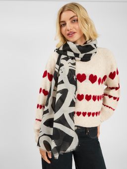 Accessorize London - Womens Heart Printed Lightweight Scarf