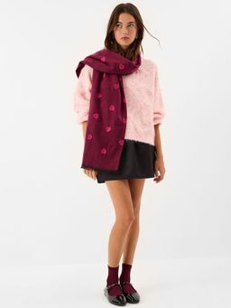 Accessorize London - Womens Heart Embroidered Blanket Scarf