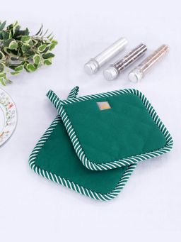 Maspar - Russel Cotton Printed Green 2Pc Pot Holder Set